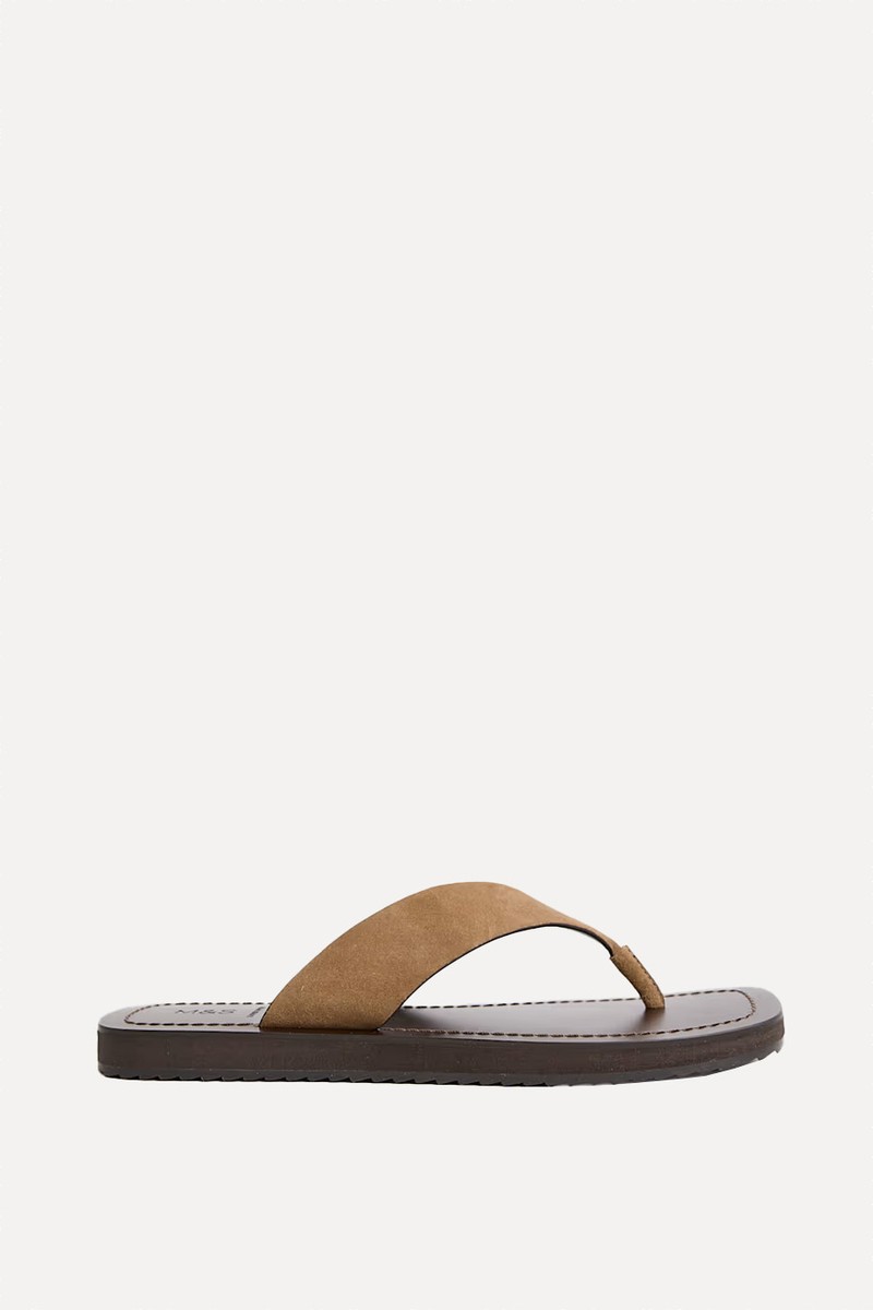 Suede Flat Square Toe Sandals from Marks & Spencer