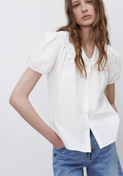 Poplin Blouse With Maxi Collar 