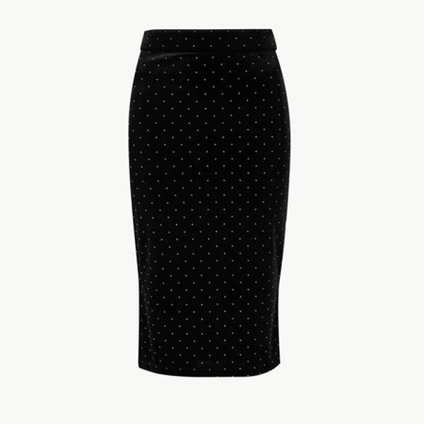 Embellished Jersey Pencil Skirt