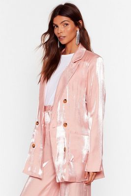 Outshine 'Em Satin Double Breasted Blazer