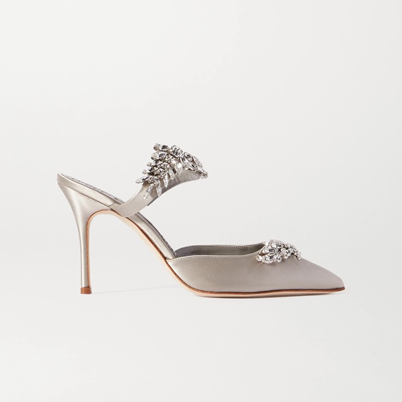 Lurum Crystal-Embellished Satin Mules