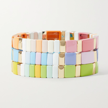 Pastel Sport Set Of Three Enamel And Gold-Tone Bracelets from Roxanne Assoulin 