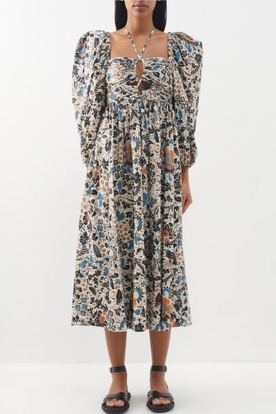 Alessa Floral-Print Cotton-Poplin Midi Dress from Ulla Johnson