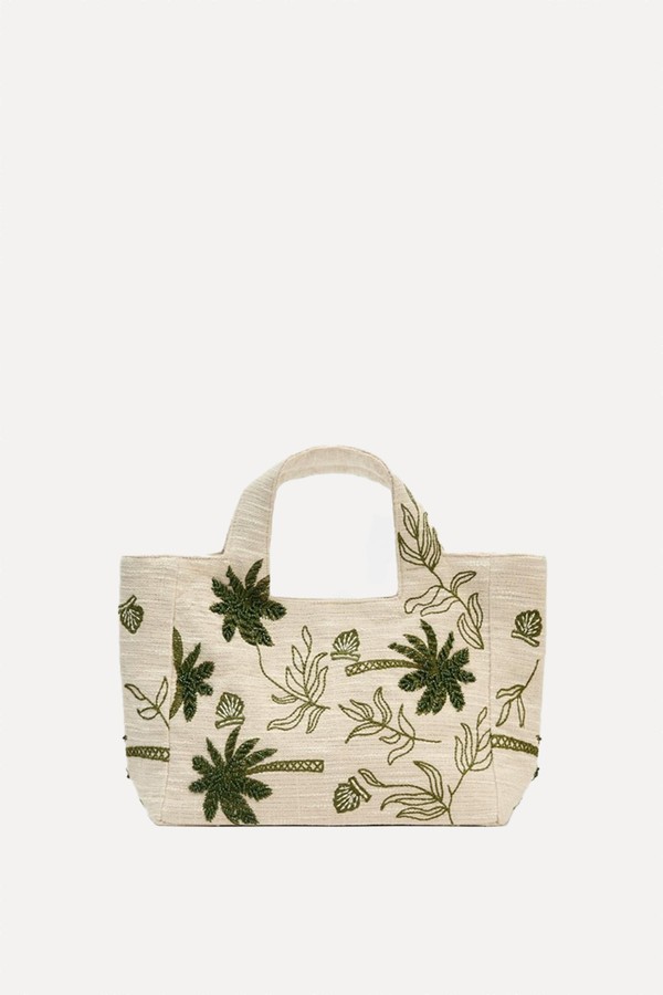 Embroidered Fabric Tote Bag from Zara