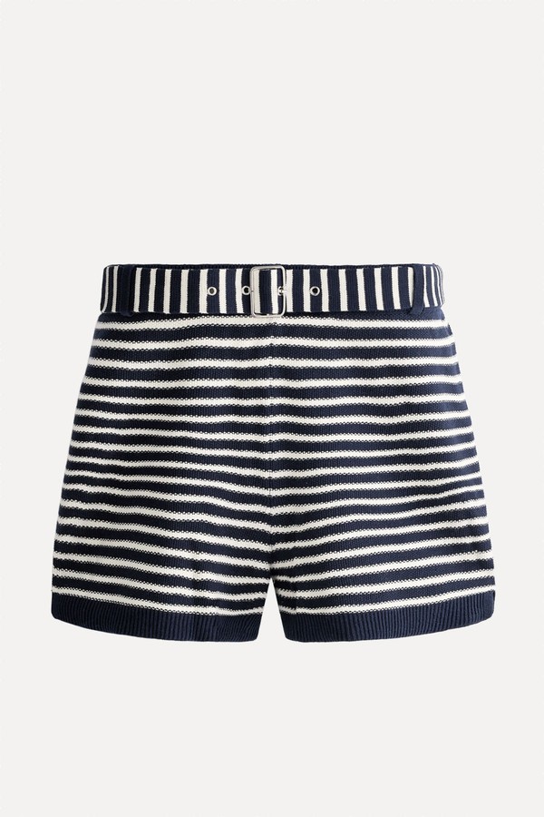 Striped Knit Shorts With 100% Cotton Belt from Oysho
