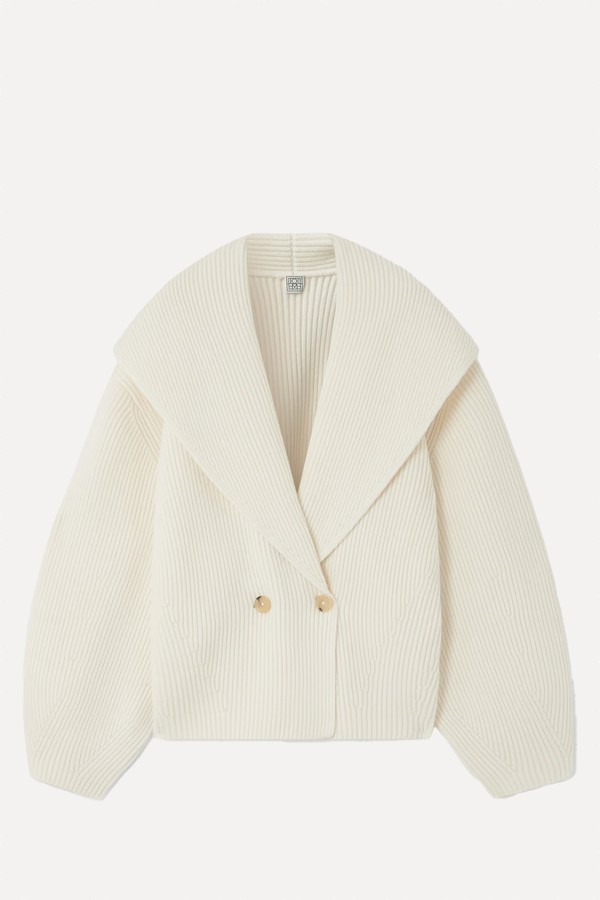 Double-Breasted Ribbed Wool-Blend Cardigan from TOTEME