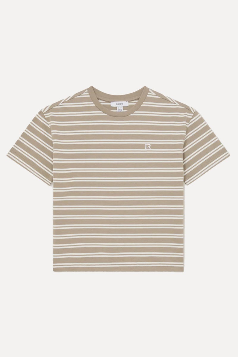 Emerson Cotton Stripe Logo-Embroidered T-Shirt from Reiss