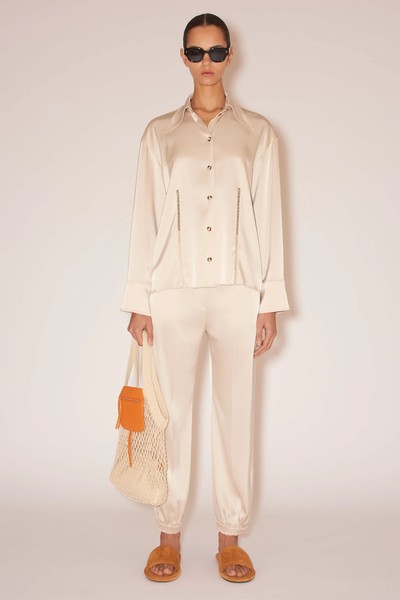 Caio Ladder-Stitch Satin Shirt from Nanushka