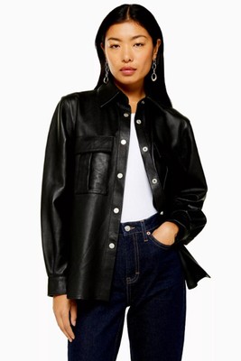  Black Leather Shirt from Topshop