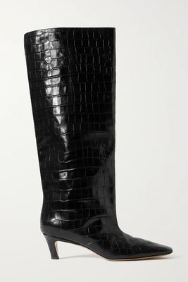 Croc-Effect Leather Knee Boots   from TOTEME
