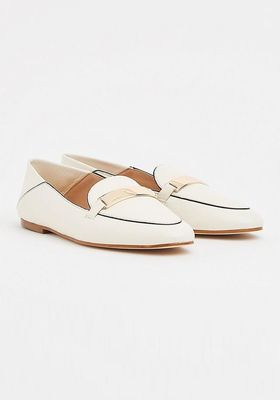 Paola Off-White Leather Contrast Piping Loafers from LK Bennett