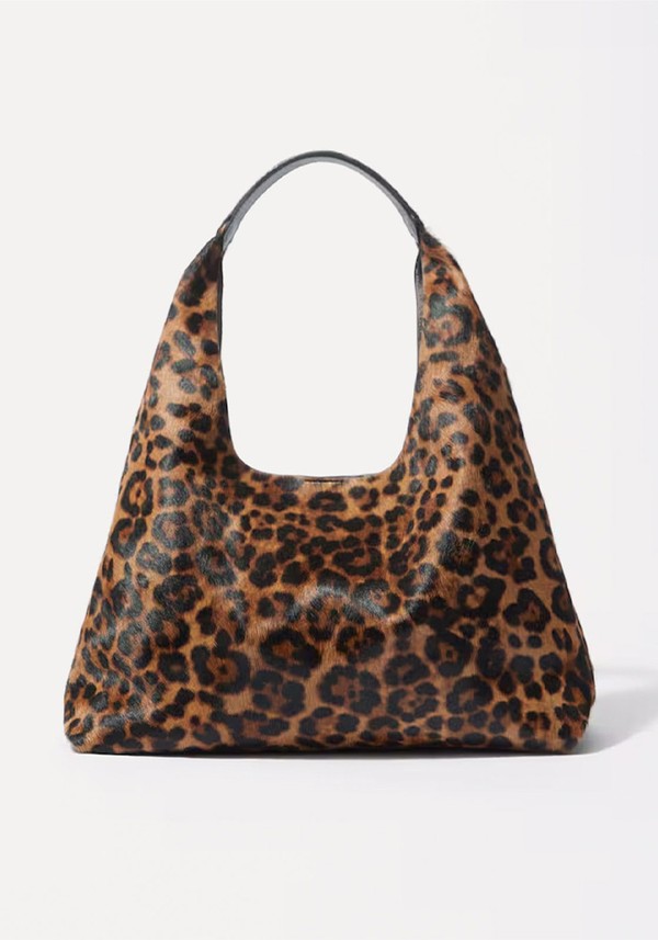 Leopard-Print Leather Tote Bag