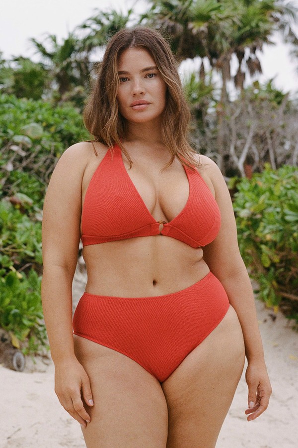 Textured Bikini Top With Decorative Ring from Mango