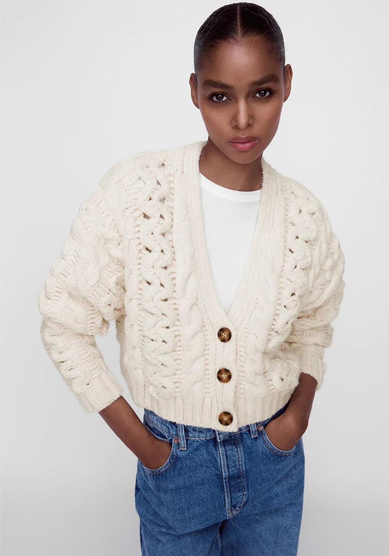 Cable Knit Cardigan from Zara