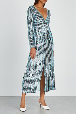 Emmy Striped Sequin Midi Dress from Rixo