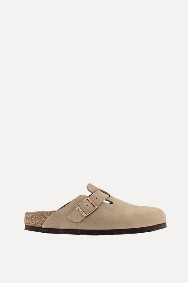 Boston Logo-Embossed Suede Clogs from Birkenstock