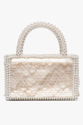 White Pax Beaded Shell Sequin Box Bag from Shrimps