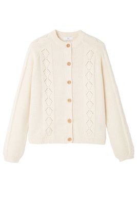 Chunky Knit Buttoned Cardigan with Crew-Neck from La Redoute