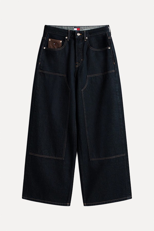 Knee Panel Mid Rise Loose Jeans