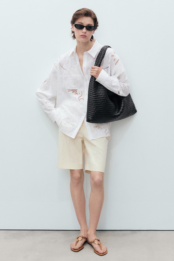 Oversized Embroidered Shirt from MANGO