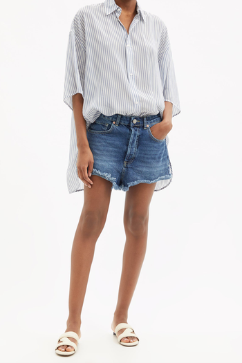 Tahiti Frayed-Hem Denim Shorts from RAEY