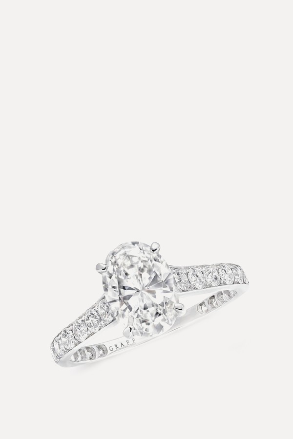 Flame Oval Diamond Engagement Ring