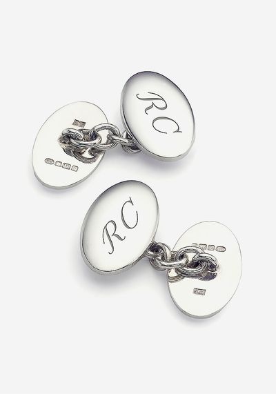 Double Domed Sterling Silver Cufflinks from Aspinal Of London