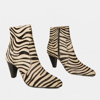 Multi Coloured Zebra Design Leather 'Attitude' Ankle Boots