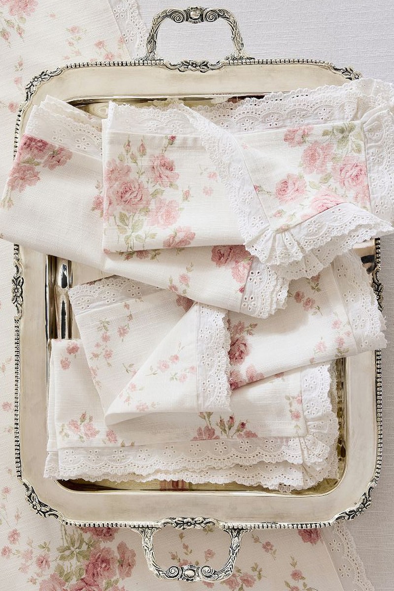 Set Of 4 Rose Napkins from LoveShackFancy
