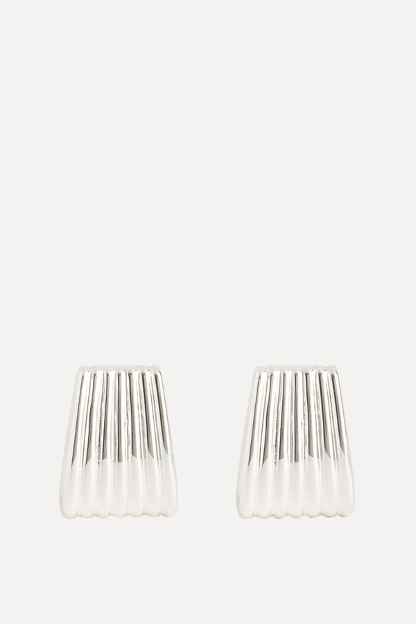 Ribbed Silver-Plated Brass Stud Earrings from Heaven Mayhem