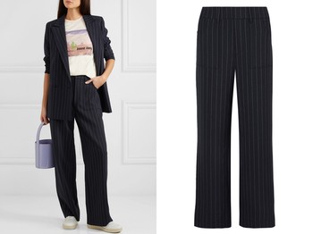 Hewitt Pinstriped Cady Straight-Leg Pants from Ganni