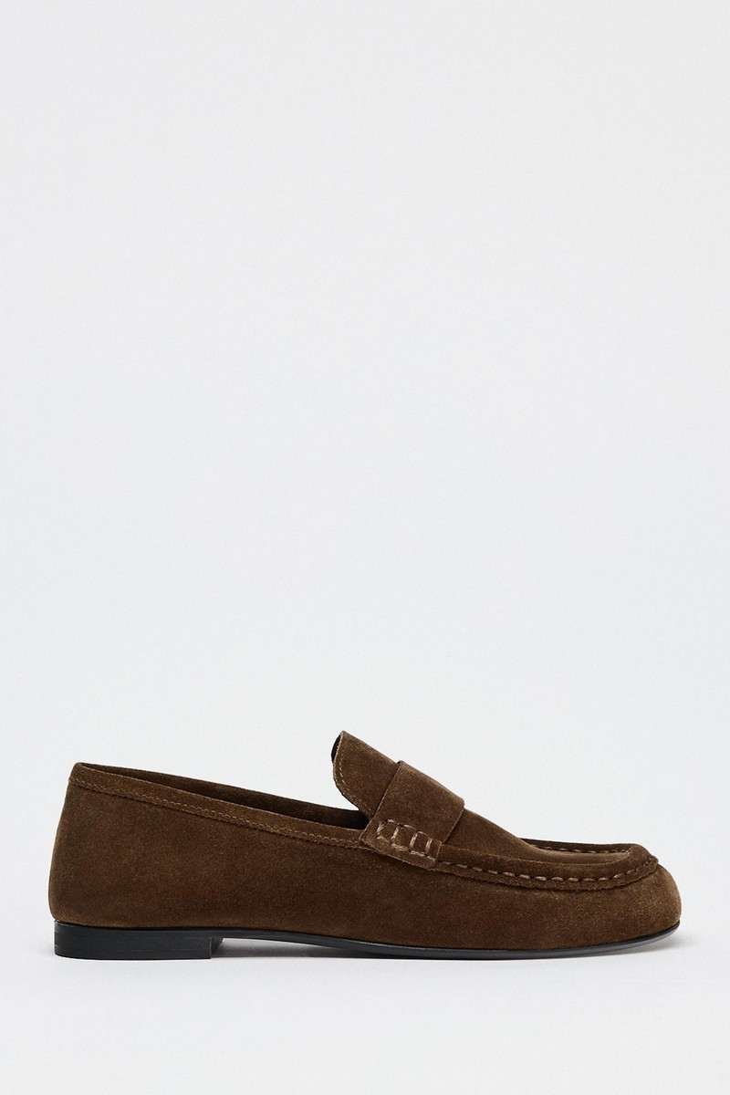 Split Leather Penny Loafers