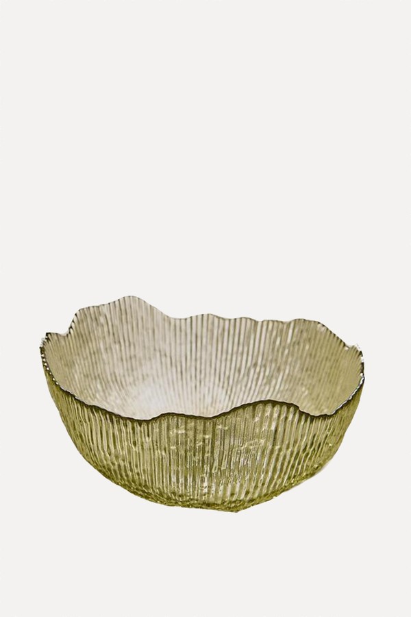 Glass Salad Bowl With Raised Detail