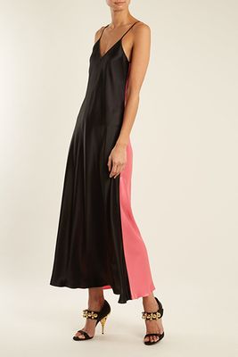 Geiko V-Neck Silk Satin Slip Dress from Racil