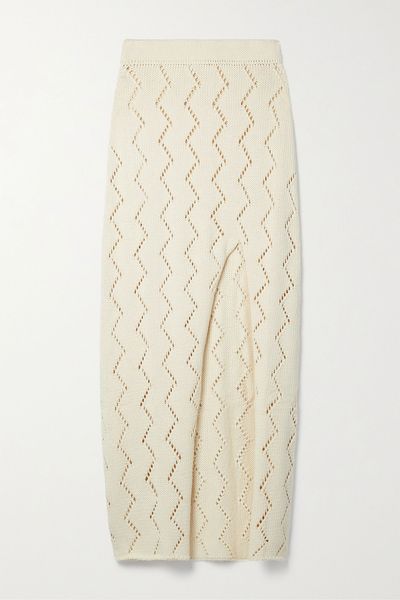 Lauryn Pointelle Knit Organic Cotton Midi Skirt from Savannah Morrow