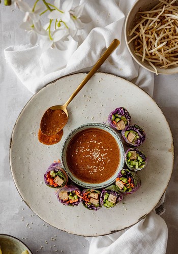 Smoked Tofu And Vegetable Summer Rolls, Karen Koramshai