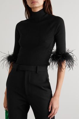 Feather-Trimmed Ribbed Sweater, £842 | Lanvin