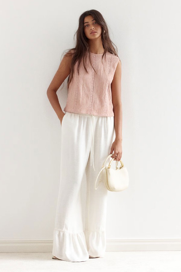 Crinkled Lace-Detail Blouse from H&M