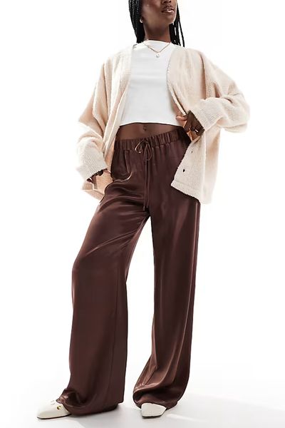 Satin Wide Leg Trouser from asos