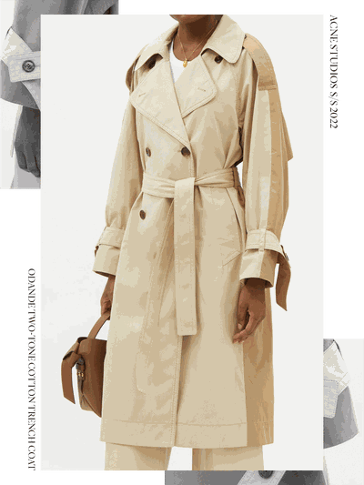 Odande Two-Tone Cotton Trench Coat