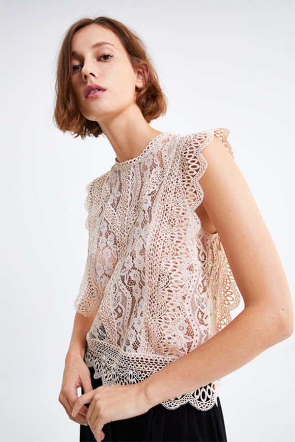 Pizzo Bicolore Top from Zara
