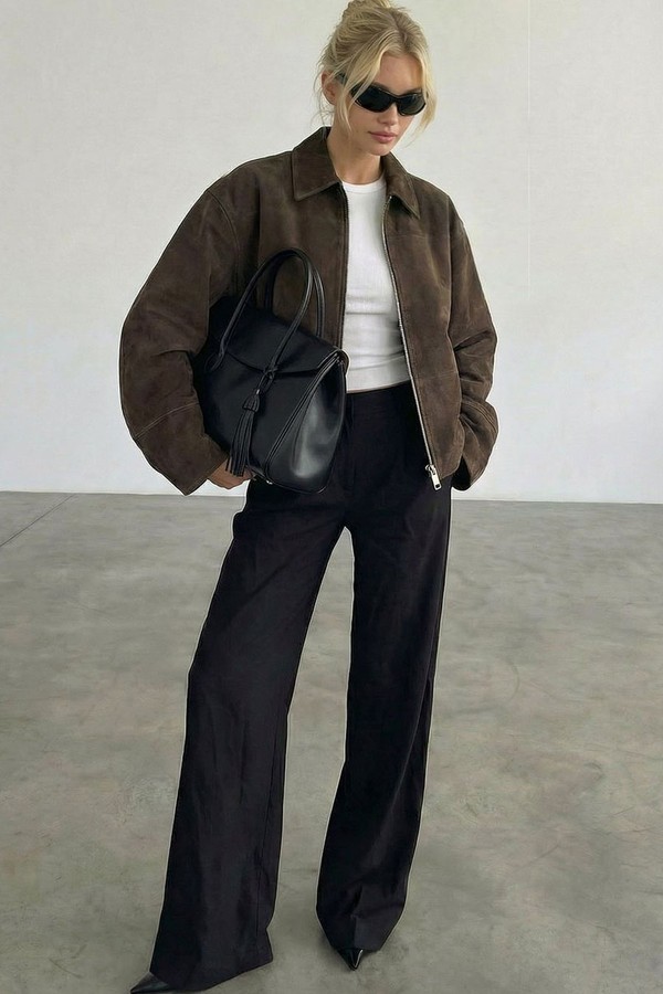 Faux Suede Zip Jacket