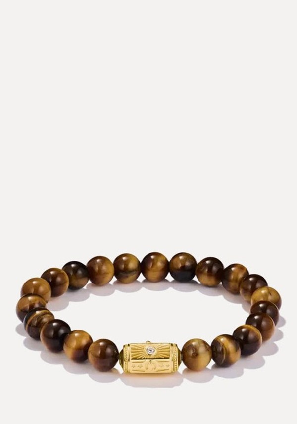 18k Gold Plated Bead Bracelet With Tiger’s Eye* 