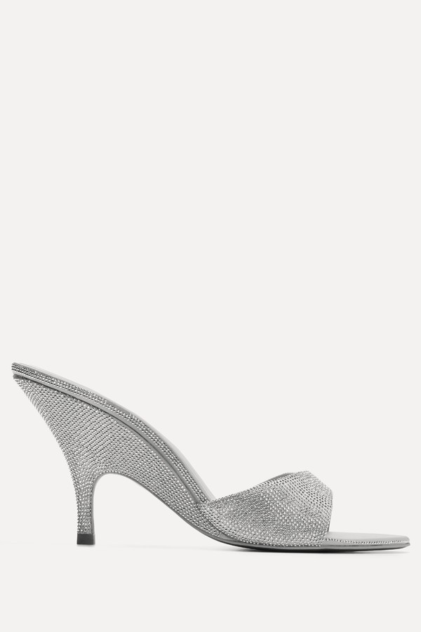 Wedge Heeled Sandals With Rhinestones