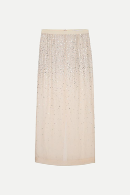 Rhinestone Silk Skirt from Zara