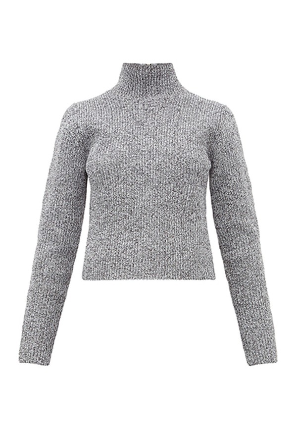 Zip-Through High-Neck Ribbed Sweater from Tibi