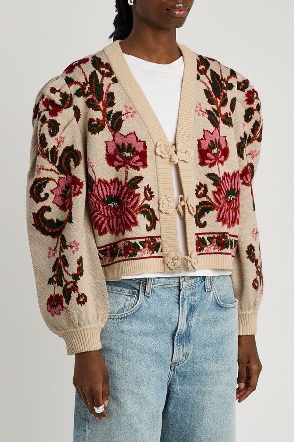 Ravenala Floral-Intarsia Knitted Cardigan from Farm Rio