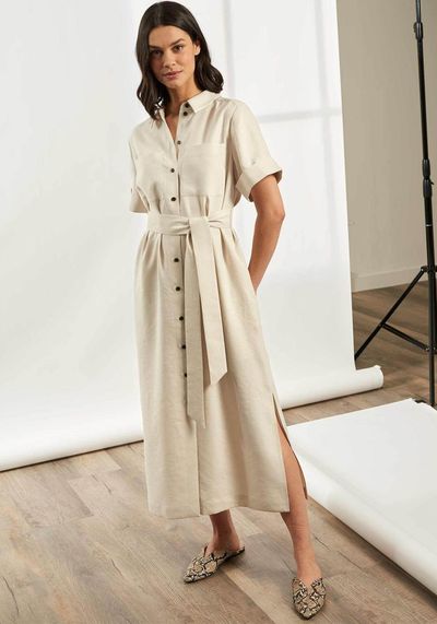 Lexi Short Utility Sleeve Maxi Shirt Dress, £340 | Cefinn