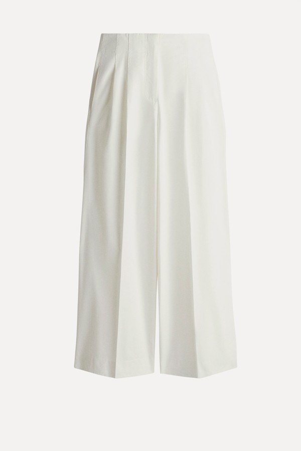 Wide Linen-Blend Trousers