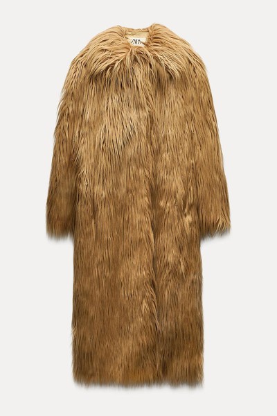 Limited Edition Long Faux Fur Coat from Zara